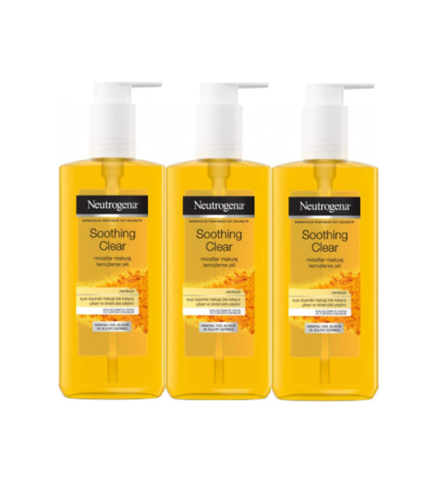 Neutrogena Soothing Clear Micellar Make-Up Remover Gel (Turmeric) 200 Ml 3 Pieces