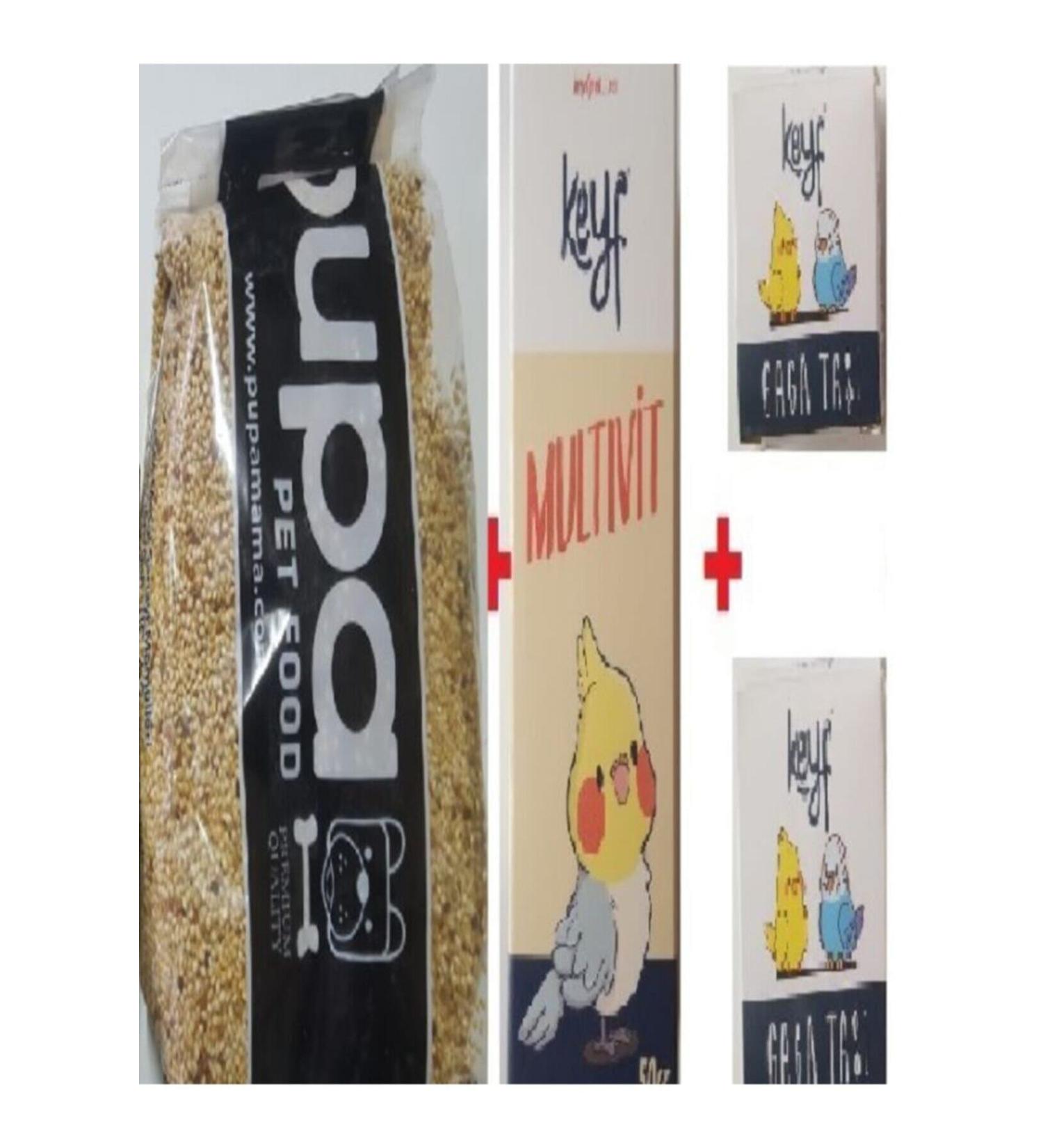 KEY Budgie Food 1 Kg + Budgie Vitamin 50 Cc + 2 Pieces Beak Stone