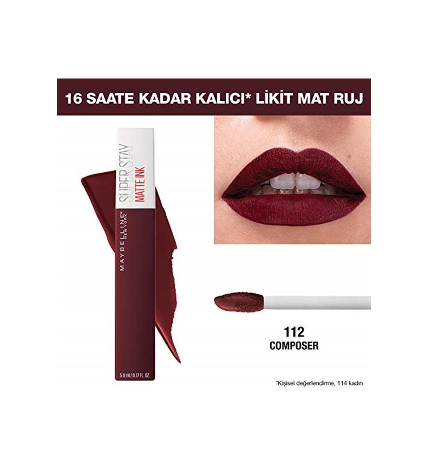 Maybeline Maybelline New York Super Stay Matte Ink Liquid Matte Lipstick 112 Composer Plum/Burgundy - Buy Online on GoSupps.com