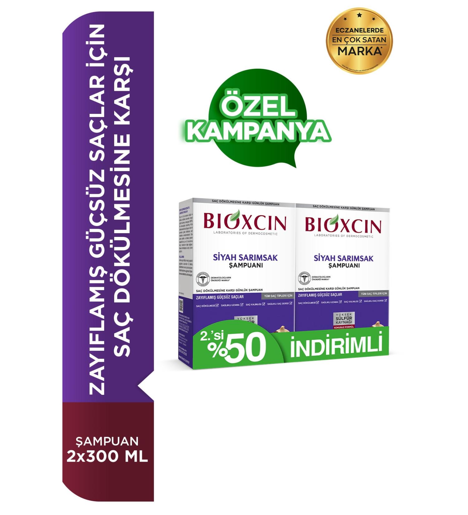 Bioxcin Black Garlic Shampoo 2 Pack 300 Ml - Buy Online on GoSupps.com