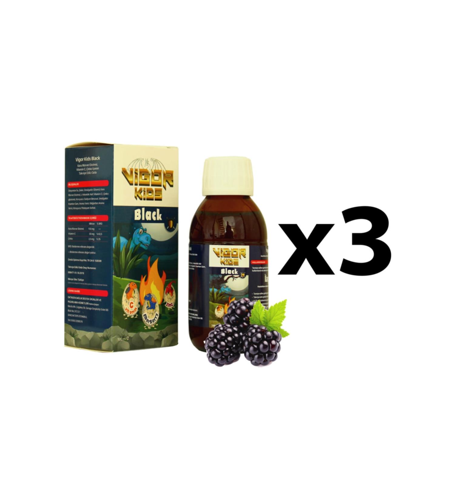 Vigor Kids 3 Black Syrup (Black Elderberry + Vitamin C + Zinc Syrup)