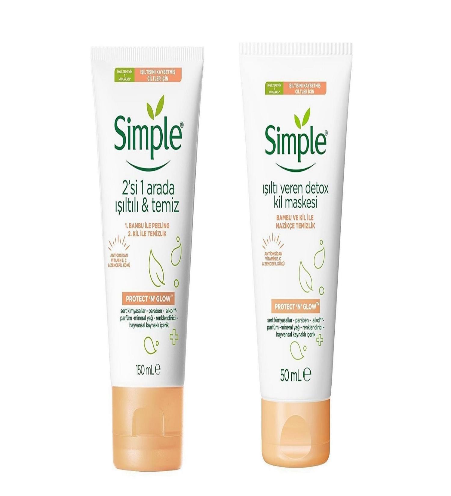 Simple Protect & Glow 2 in 1 Exfoliating and Glowing Detox Clay Mask - Buy Online on GoSupps.com
