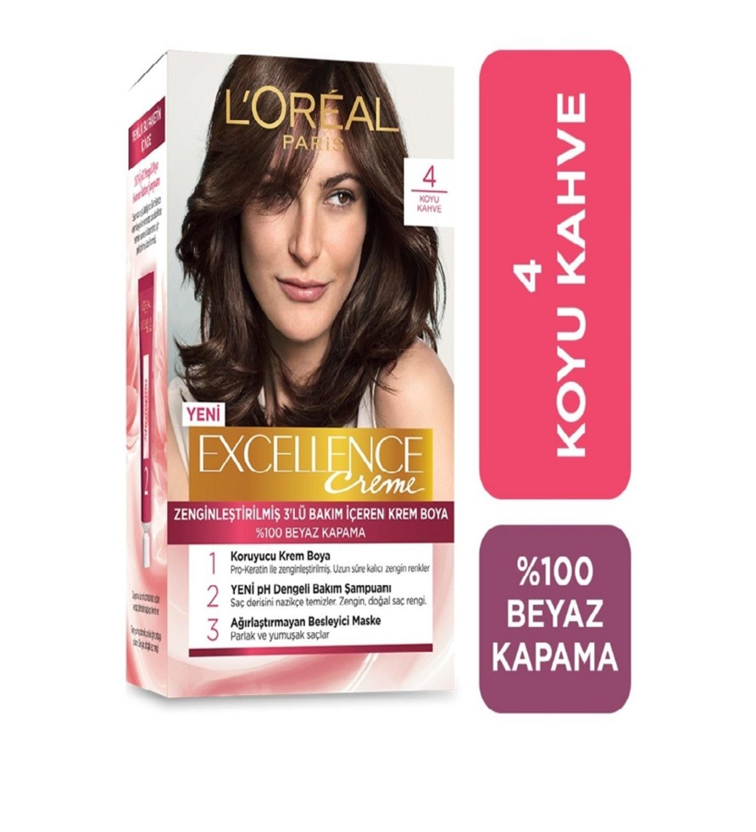 L'Oreal Paris L'Or al Paris Excellence Creme Hair Dye - 4 Dark Brown