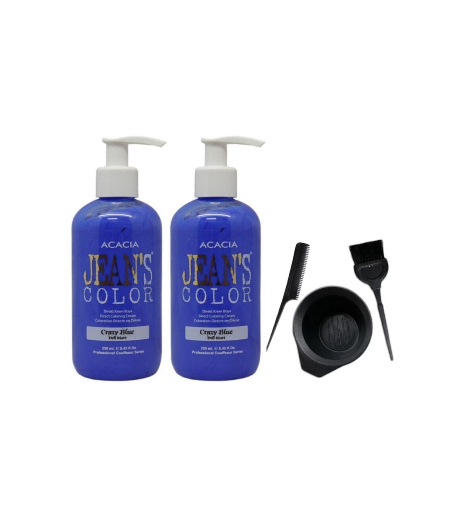 Acacia Hair Dye Crazy Blue 250ml and Fluweel Dye Container Set