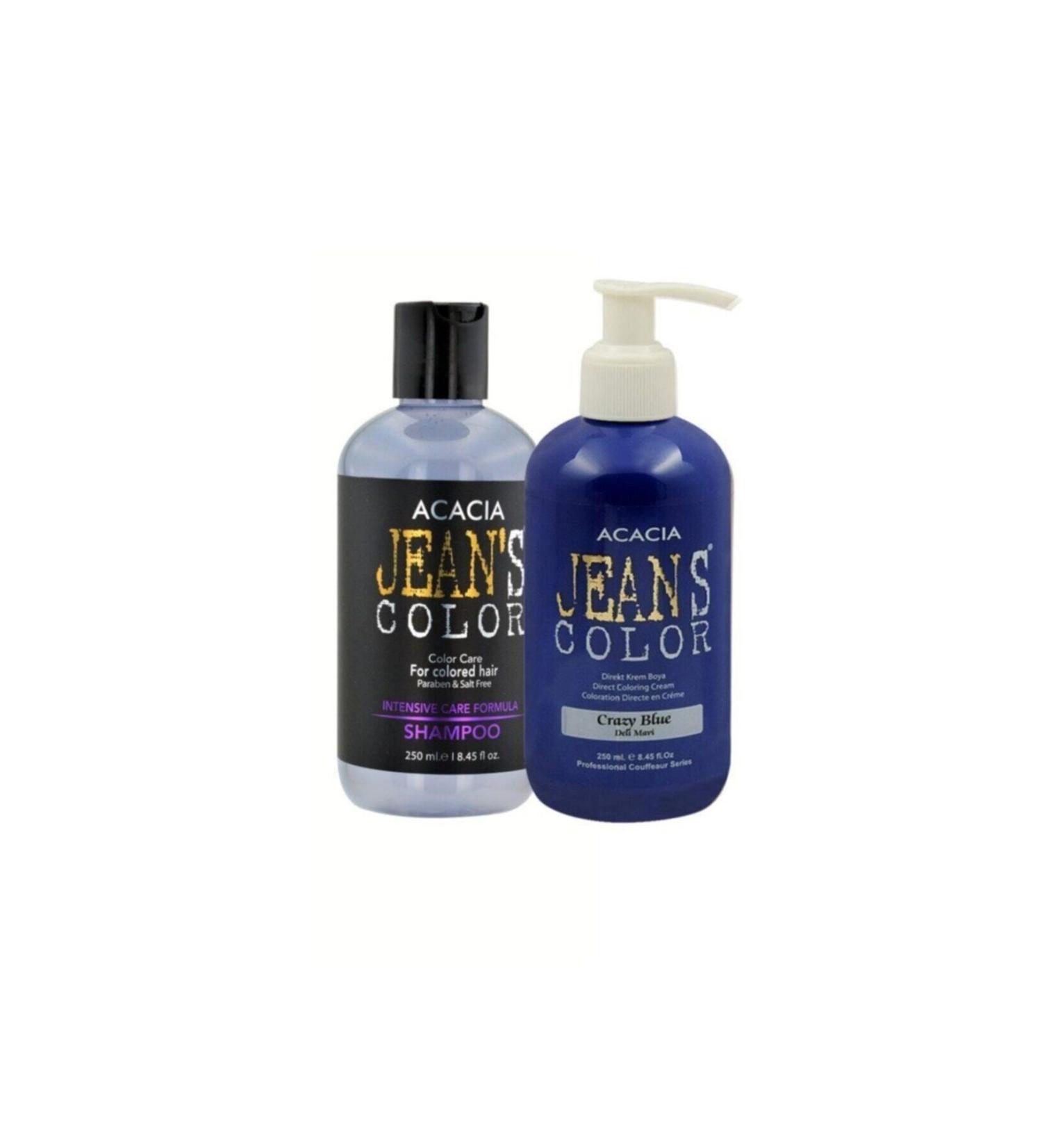 Acacia Jean's Color Crazy Blue 250ml. Ammonia-Free Balayage Color Hair Dye Dye Protection Shampoo.250ml.