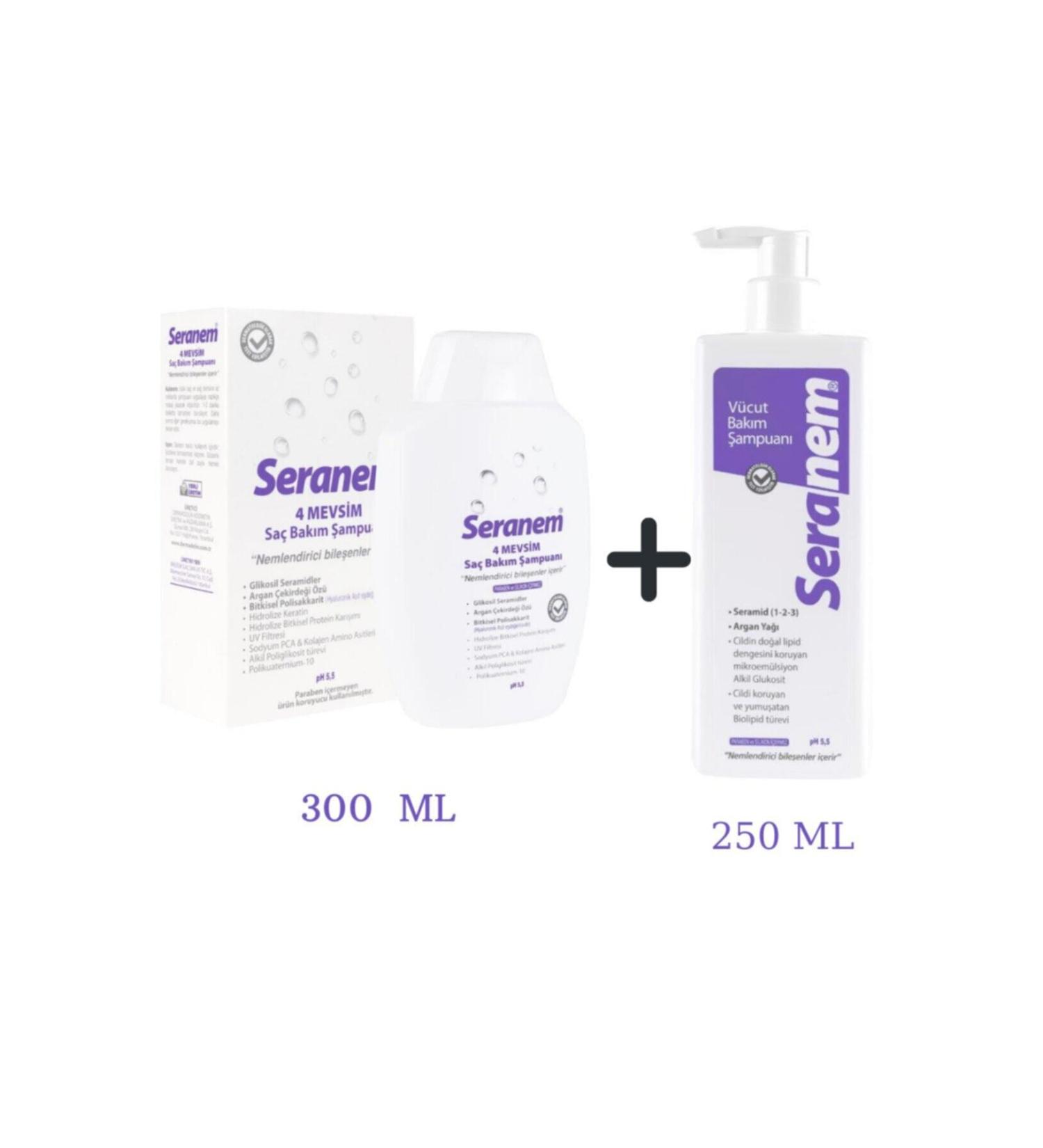 Seranem Moisturizing 4 Seasons Hair Care Shampoo 300 Ml + Body Care Shampoo 250ml