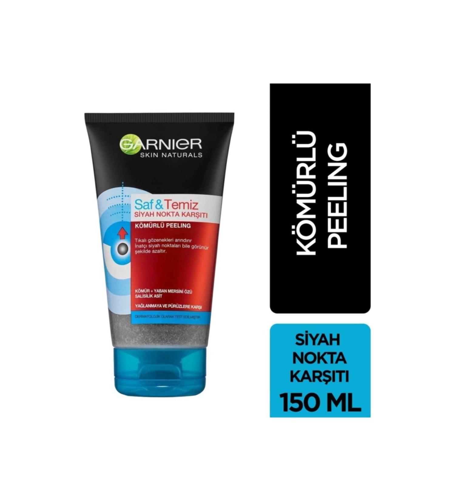 Garnier Pure & Clean Charcoal Anti-Blackhead Face Peeling 150ml - Buy Online on GoSupps.com