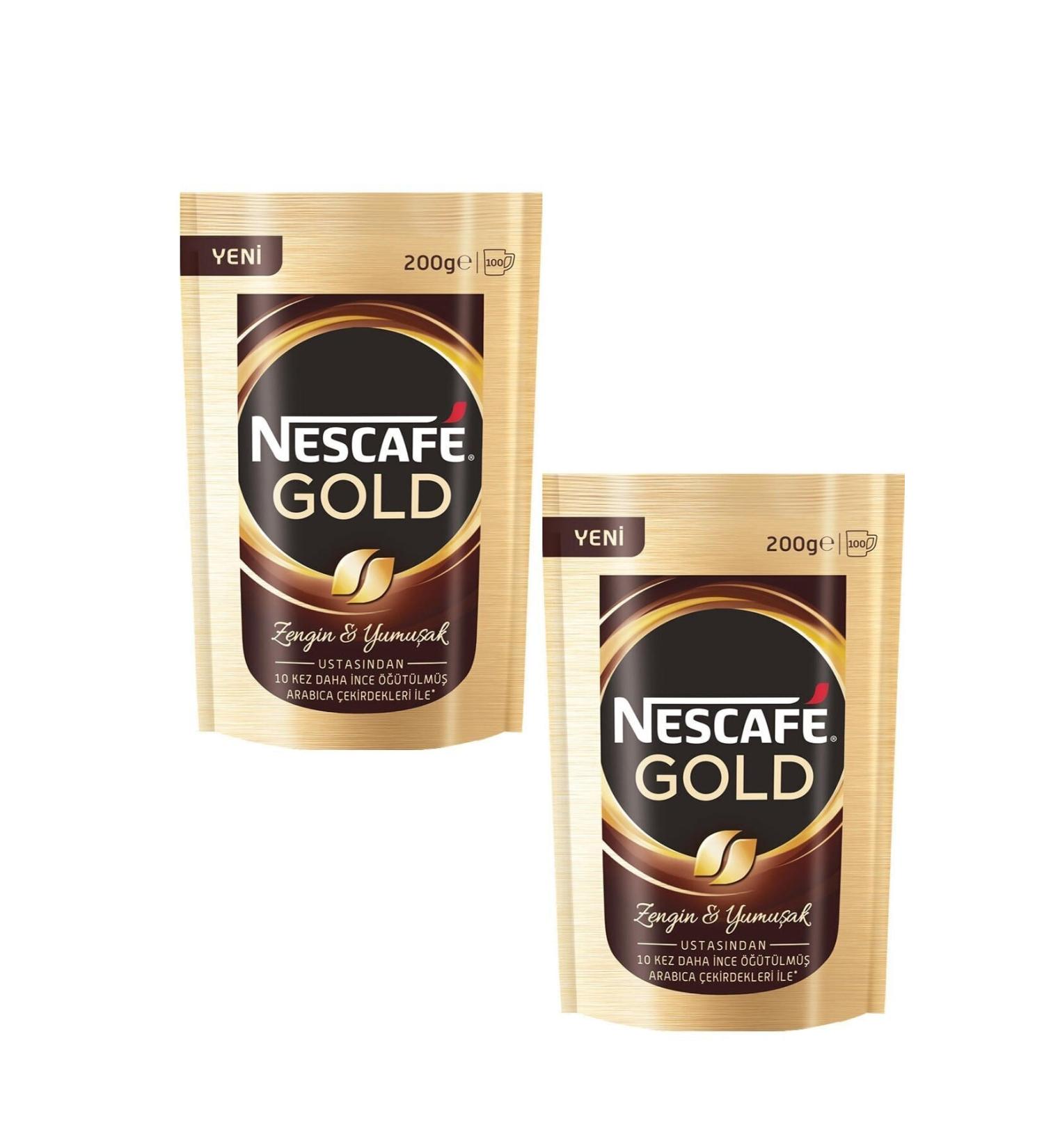 Nescafe 2 Pieces Gold 200 gr Packaged Instant Coffee 200 gr