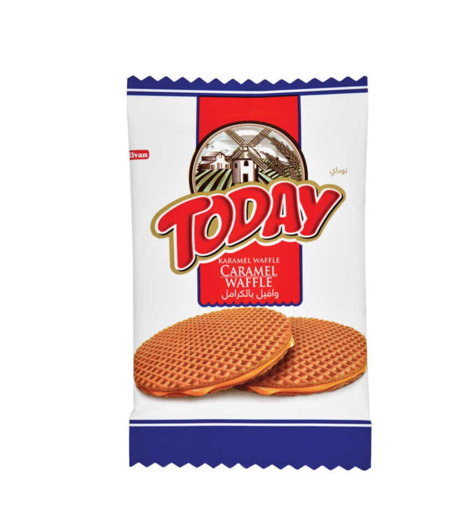 Elvan Today Caramel Waffle 22 gr 24 Pieces 1 Box)