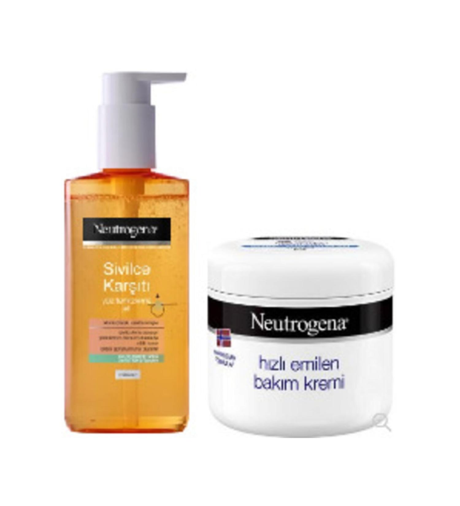 Neutrogena Anti-Acne Facial Cleansing Gel 200 ml and Fast-Absorbing Care Cream 300 ml