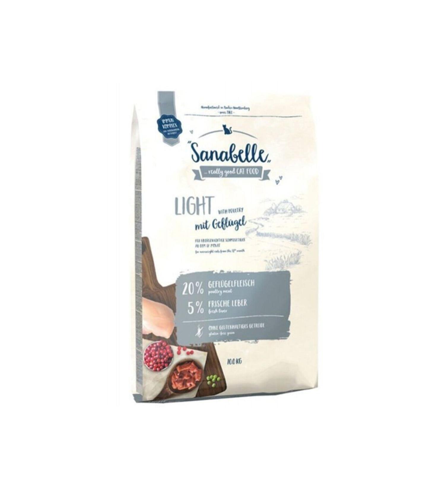 Sanabelle Light With Poultry and Liver Gluten Free Overweight Adult Cat Food 10 Kg