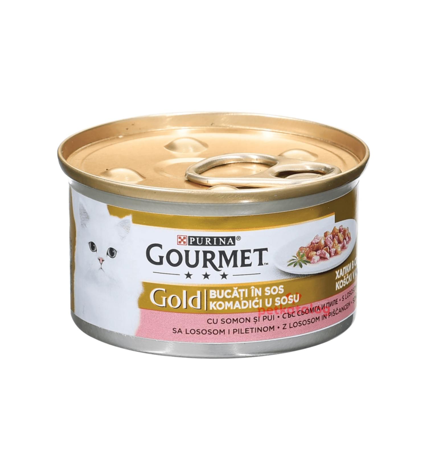 Gourmet Salmon Chicken Cat Canned Food 85gr 24 Pieces