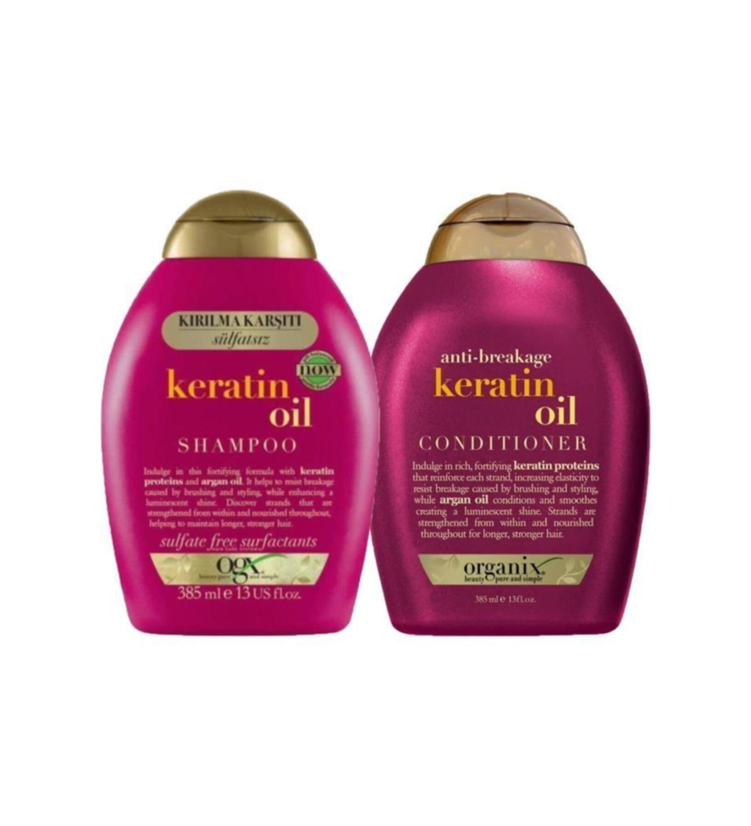 OGX Keratin Oil Shampoo 385 Ml + Hair Conditioner 385 Ml Alinshop57