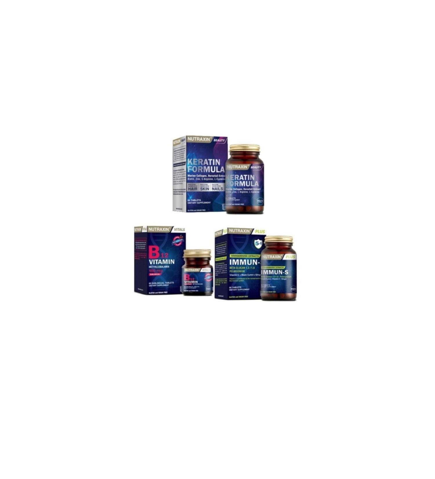 Nutraxin Keratin Formula 60 T. + B12 60 T. + Immun-s 60 T.