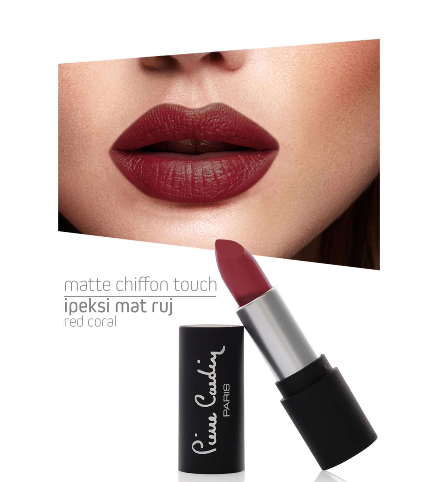 Pierre Cardin Matte Chiffon Touch Lipstick - Red Coral -188 - Buy Online on GoSupps.com