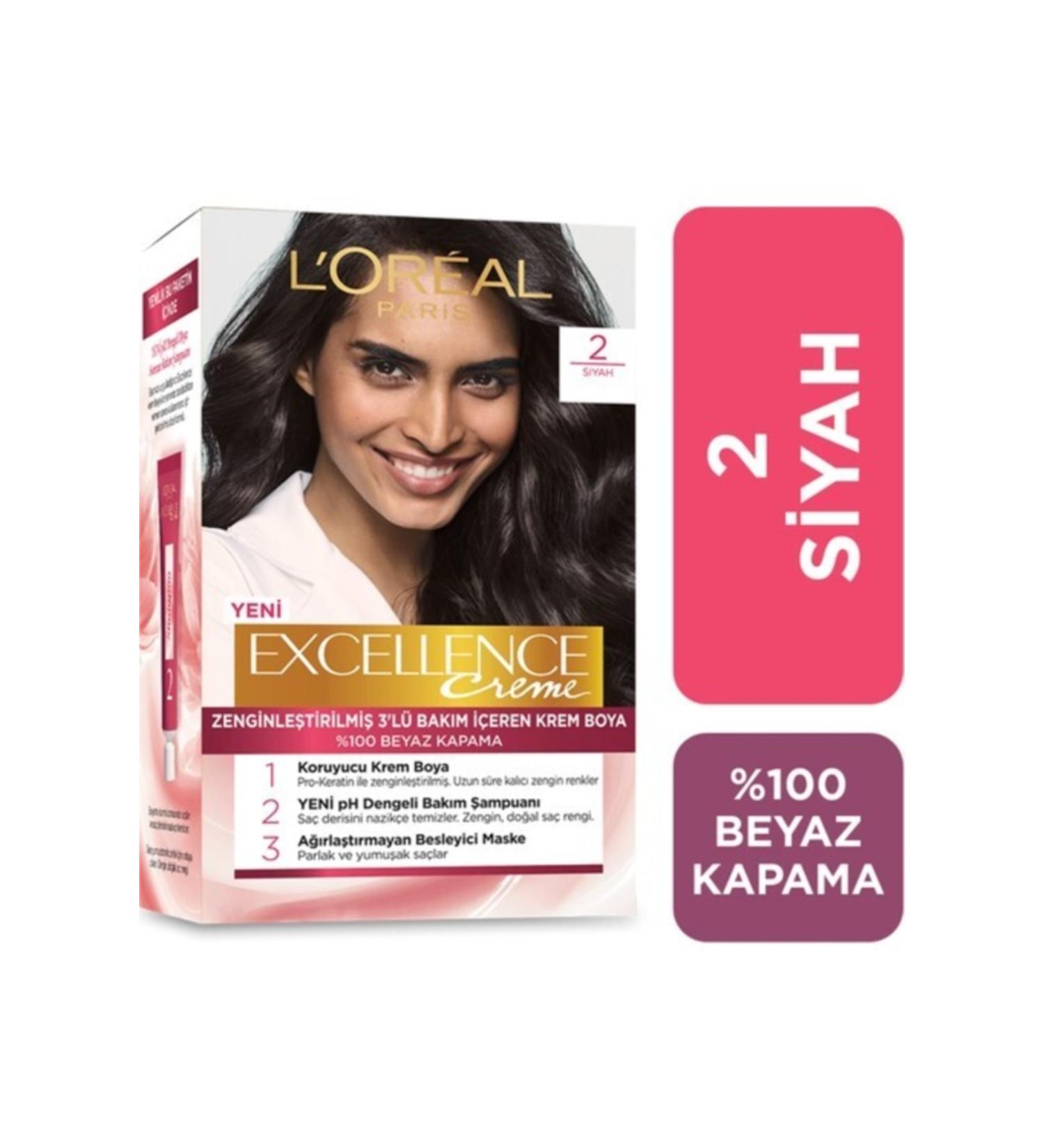 L'Oreal Paris L'or al Paris Excellence Creme Hair Dye 2 Black - Buy Online on GoSupps.com
