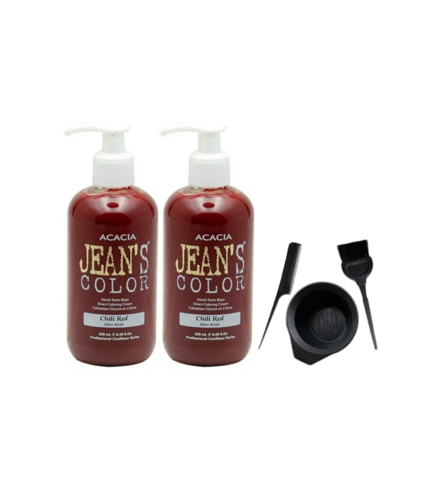 Acacia Hair Dye Pepper Red 250ml 2pcs And Hair Dye Container Set