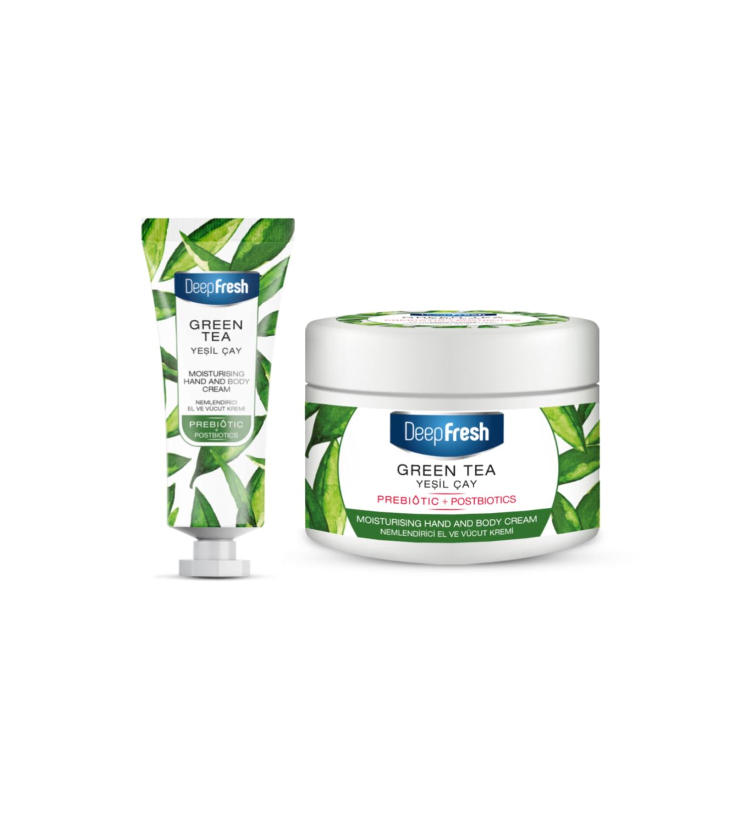 Deep Fresh Prebiotic Moisturizing Hand and Body Cream Green Tea 50 Ml and 250 Ml - Buy Online on GoSupps.com