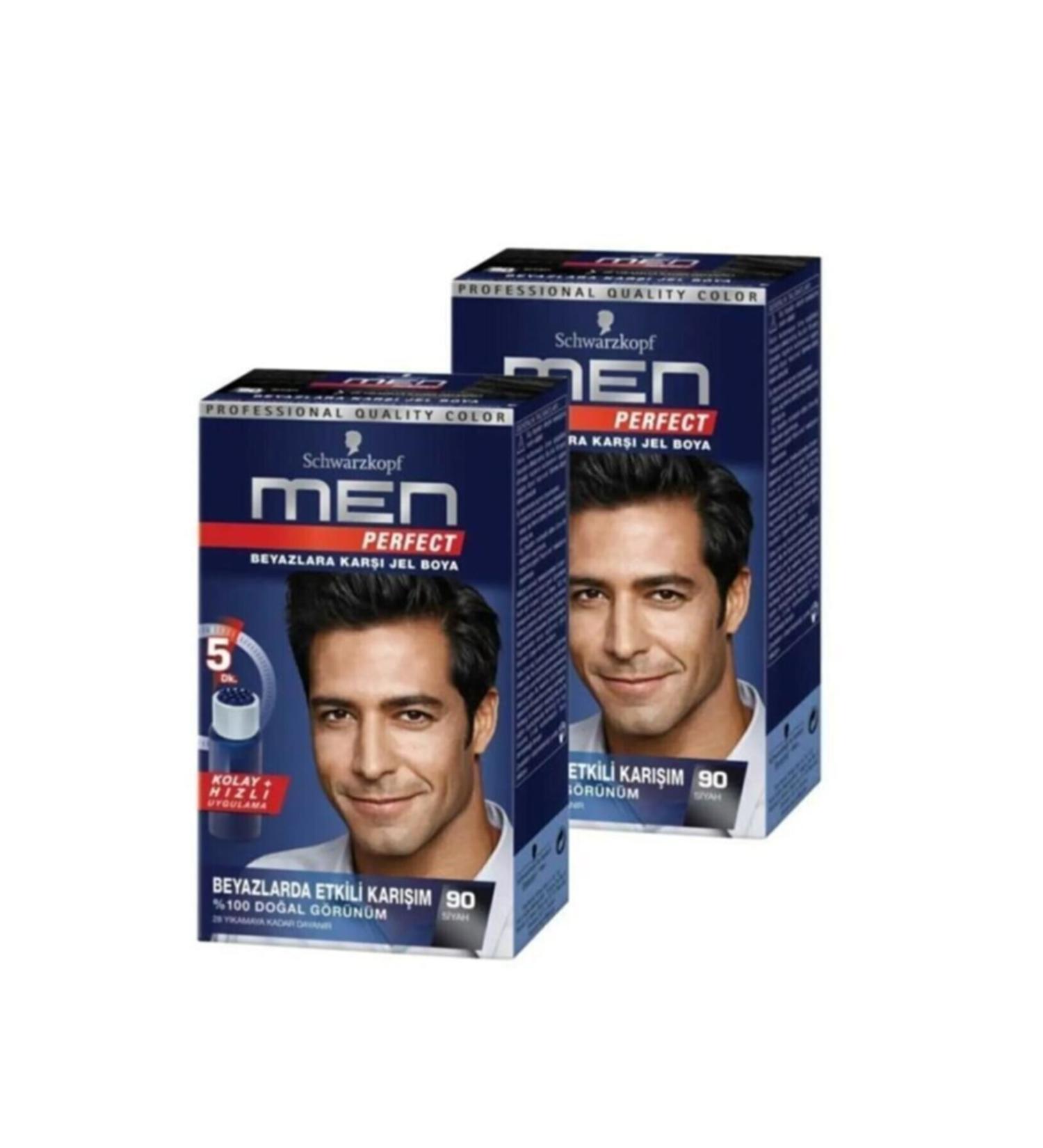 Schwarzkopf Hidden Beauty Perfect Men's Hair Dye No: 90 Black 2 Pieces