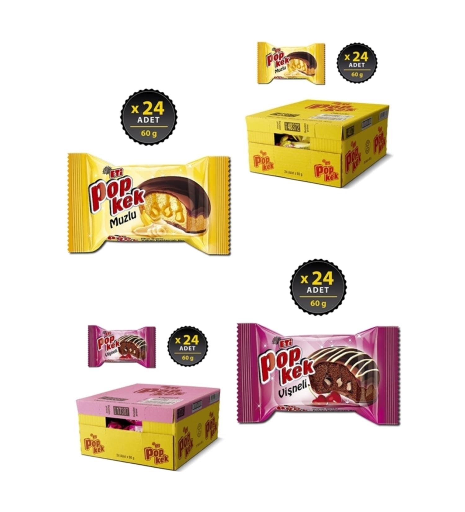 Eti Popkek Banana Cherry 55 gr 24 Pieces