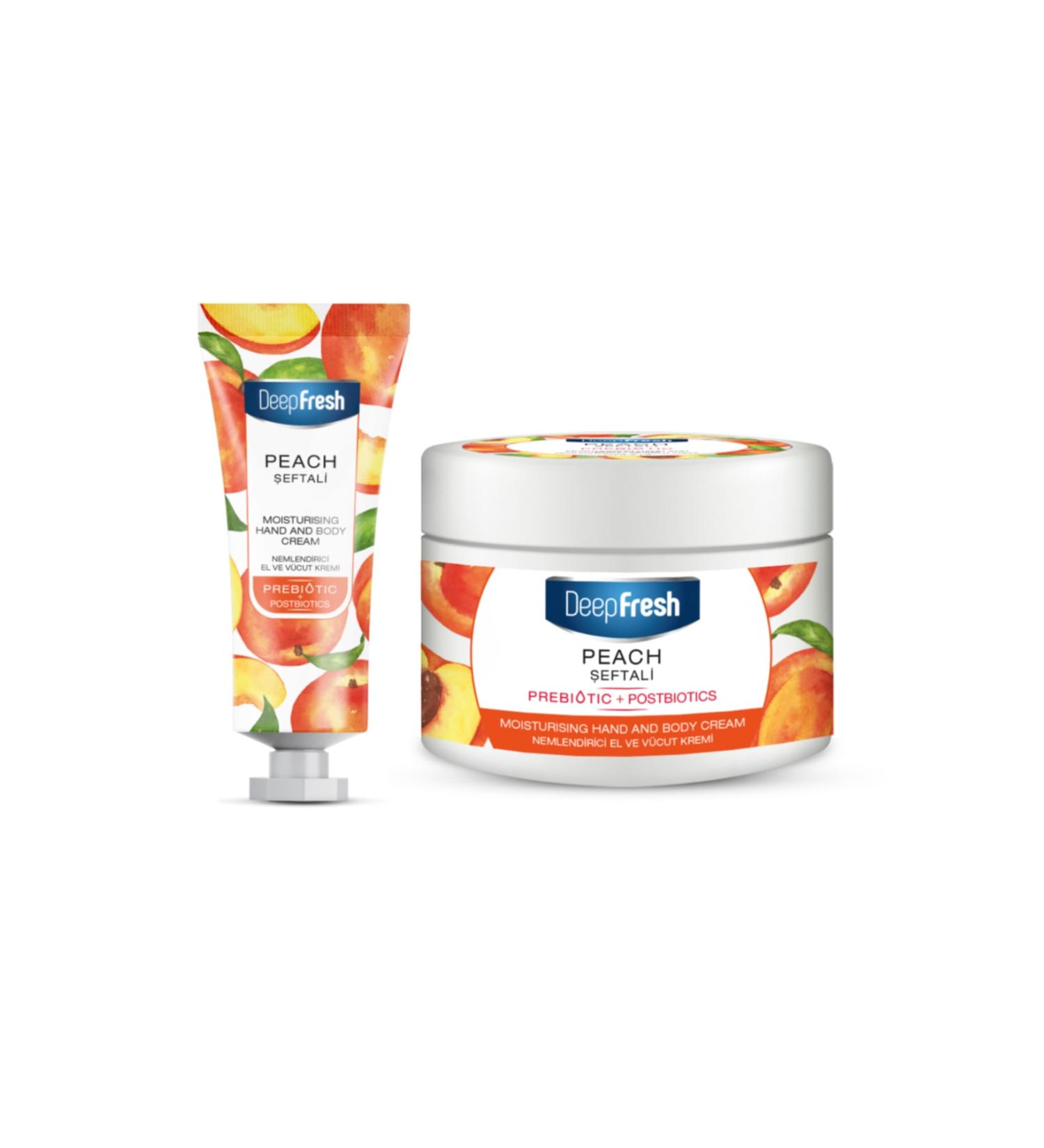 Deep Fresh Prebiotic Moisturizing Hand and Body Cream Peach 50 Ml and 250 Ml - Buy Online on GoSupps.com