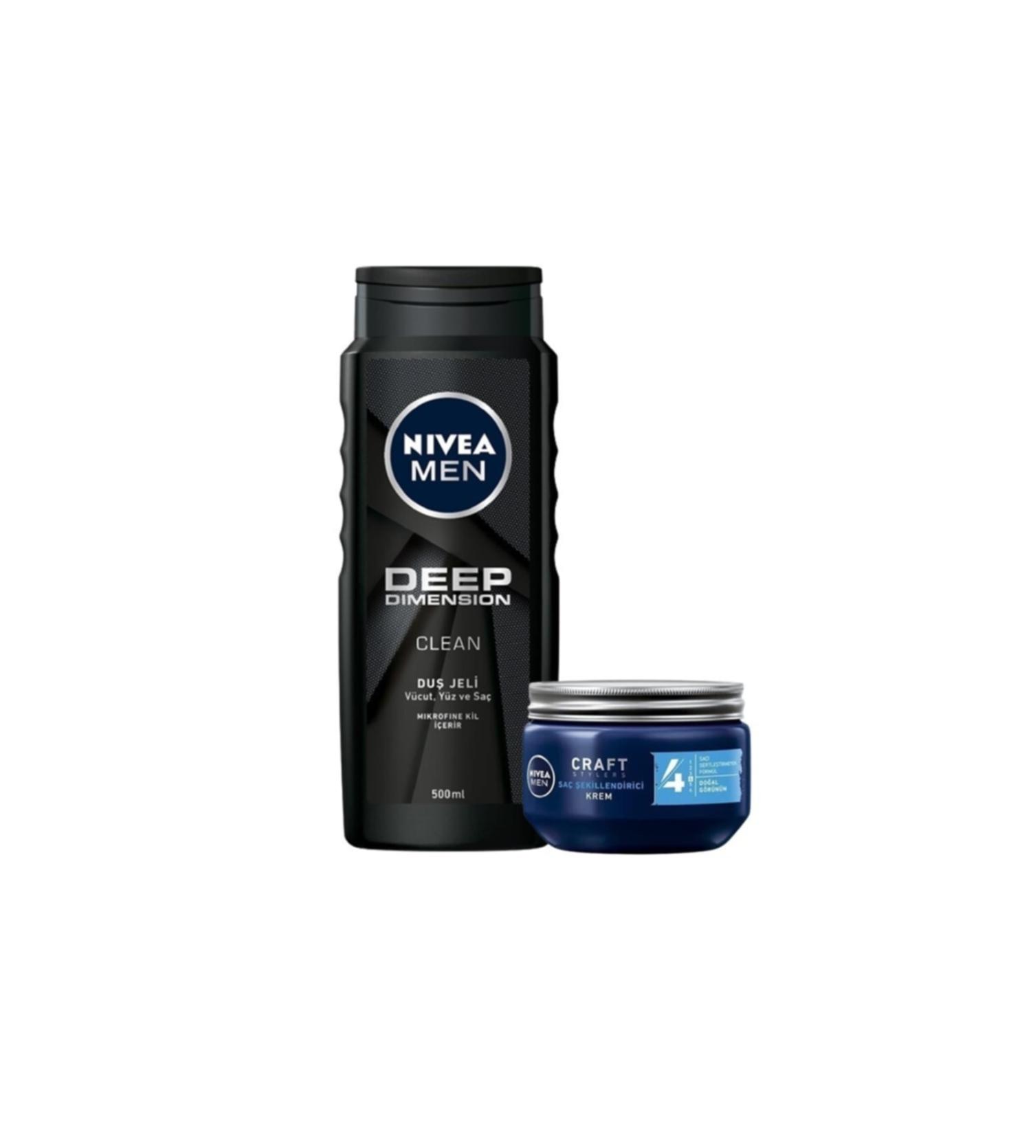 NIVEA Men Deep Shower Gel 500 ml Men Hair Styling Cream 150 ml