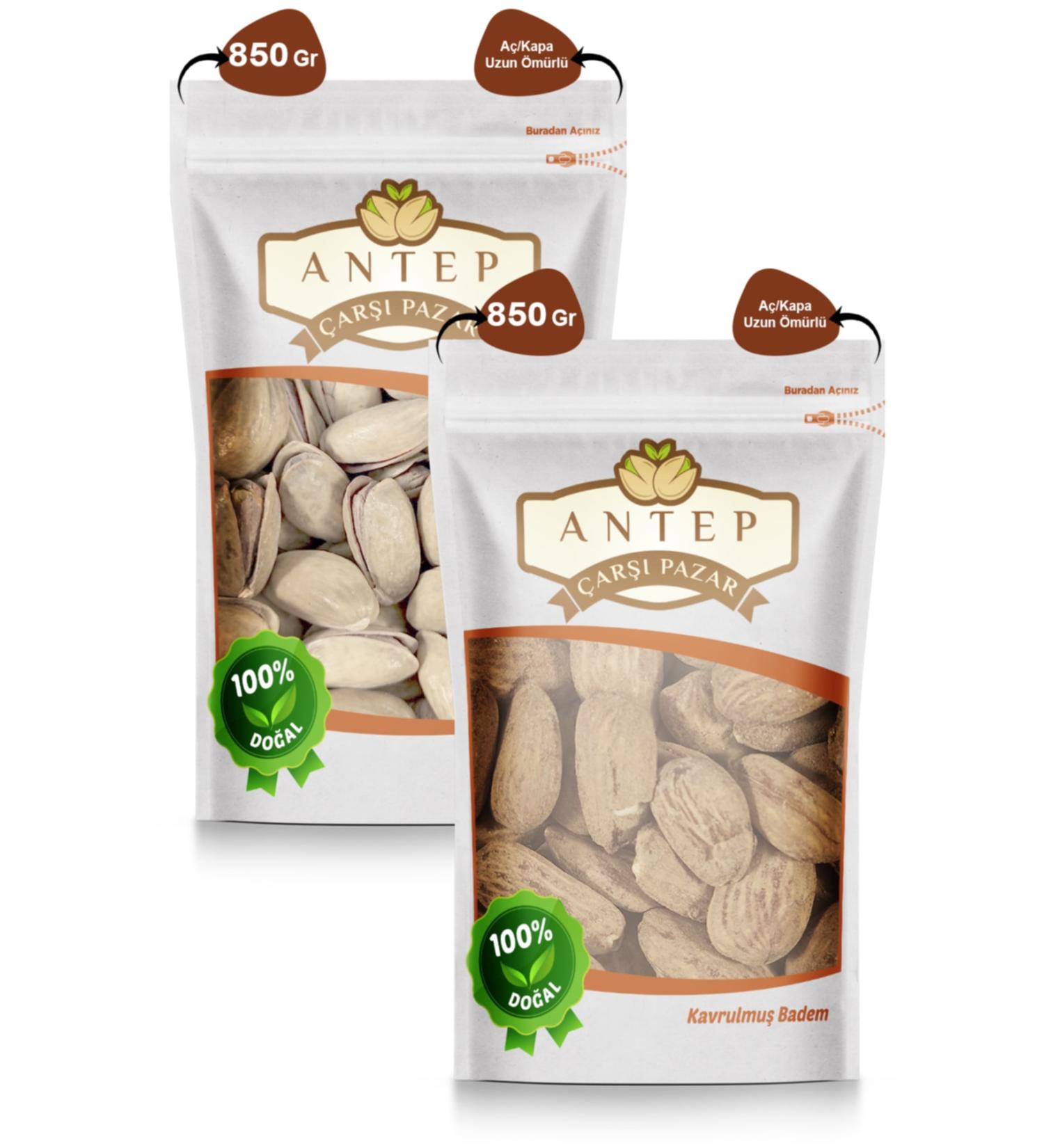 Antep Bazaar Market Pistachios 850 Gr. | Roasted Almonds 850 Gr.