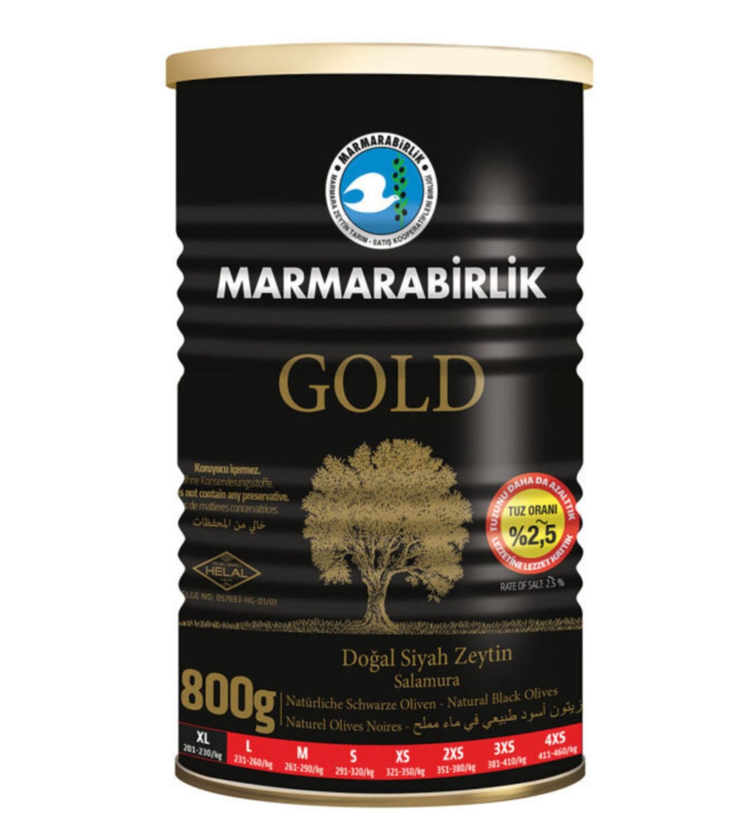 Marmarabirlik Gold Natural Black Olives (Unsalted) (800 gr Xl)