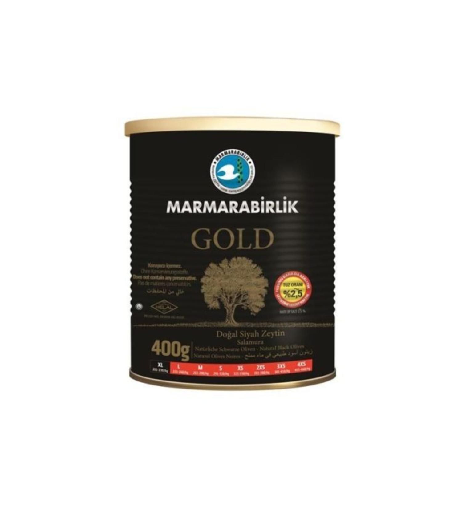 Marmarabirlik Gold Natural Black Olives (Unsalted) (400 gr Xl)