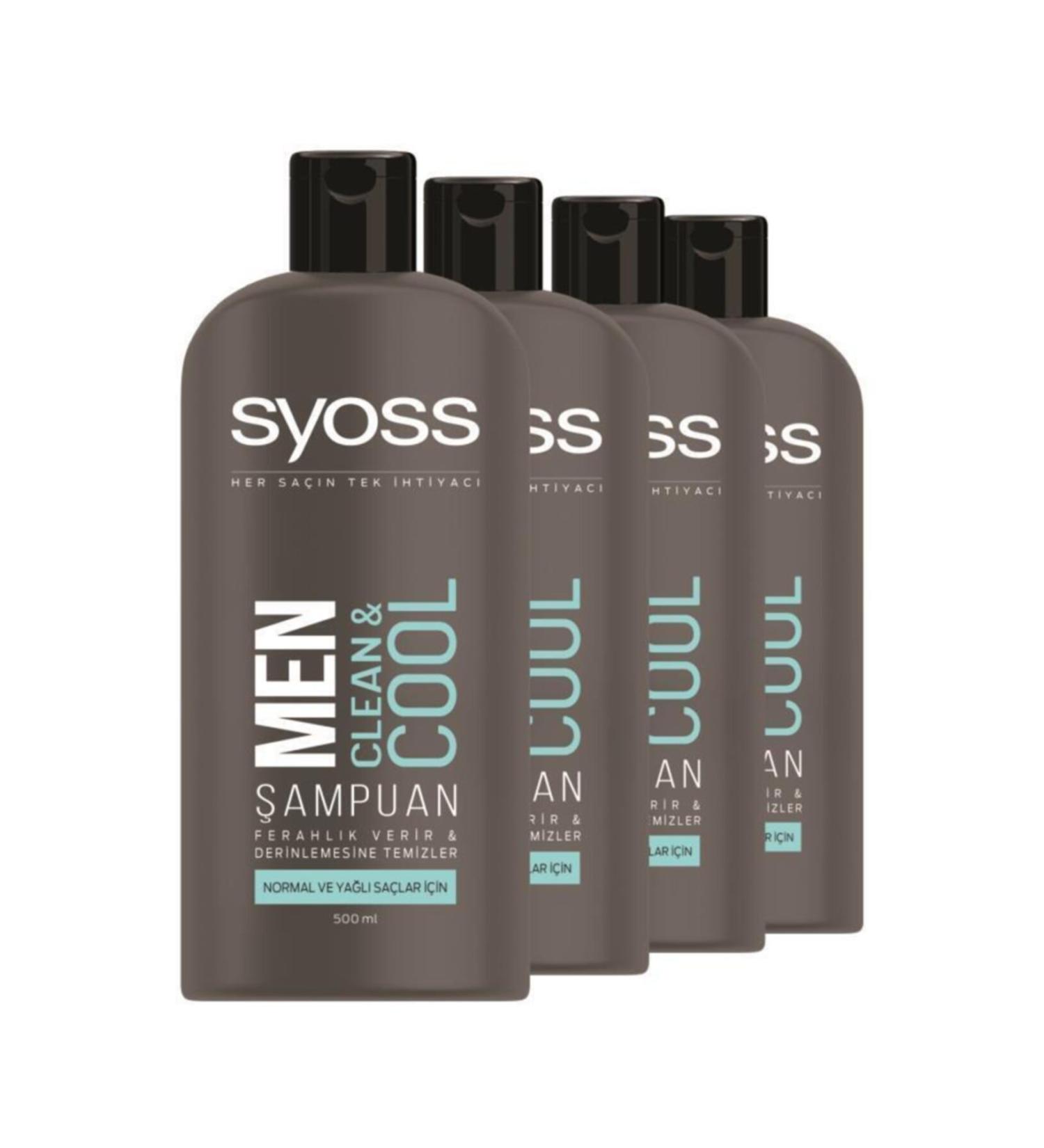 Syoss Men Clean & Cool Shampoo 500 Ml X4 Pieces