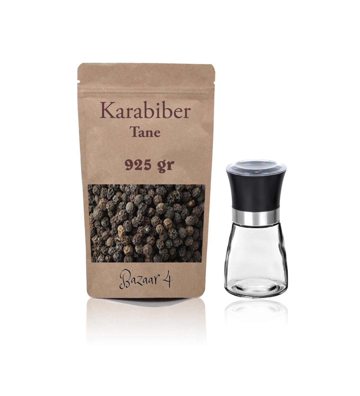 BAZAAR 4 Black Pepper Balls 925 Gr + Glass Mill
