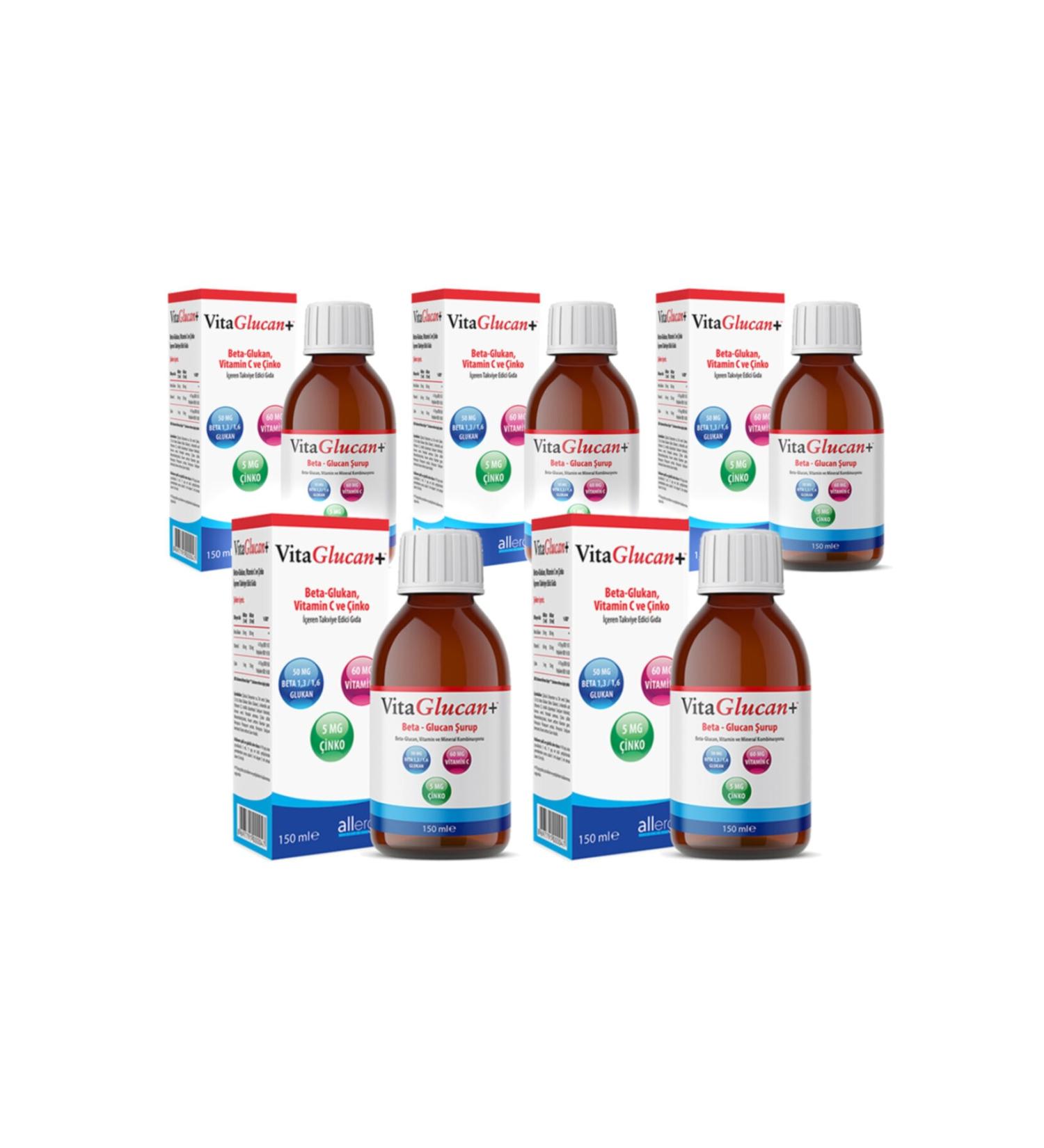 Vitaglucan+ Vitaglucan Beta-glucan Vitamin Syrup 150 Ml X5 Pieces