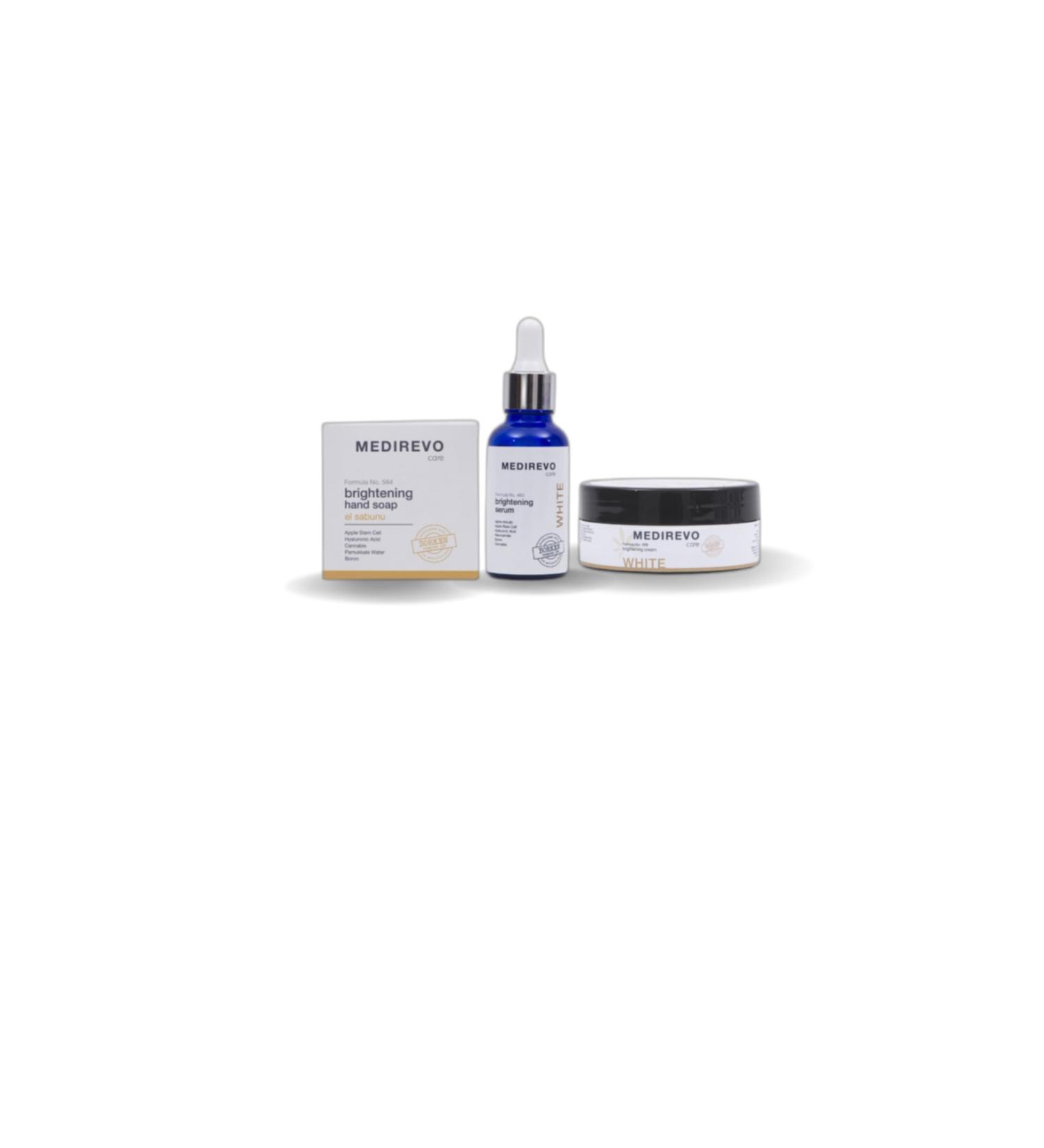 Medirevo Brightening Set Containing Boron and Hemp (brightening set) Soap+cream+serum