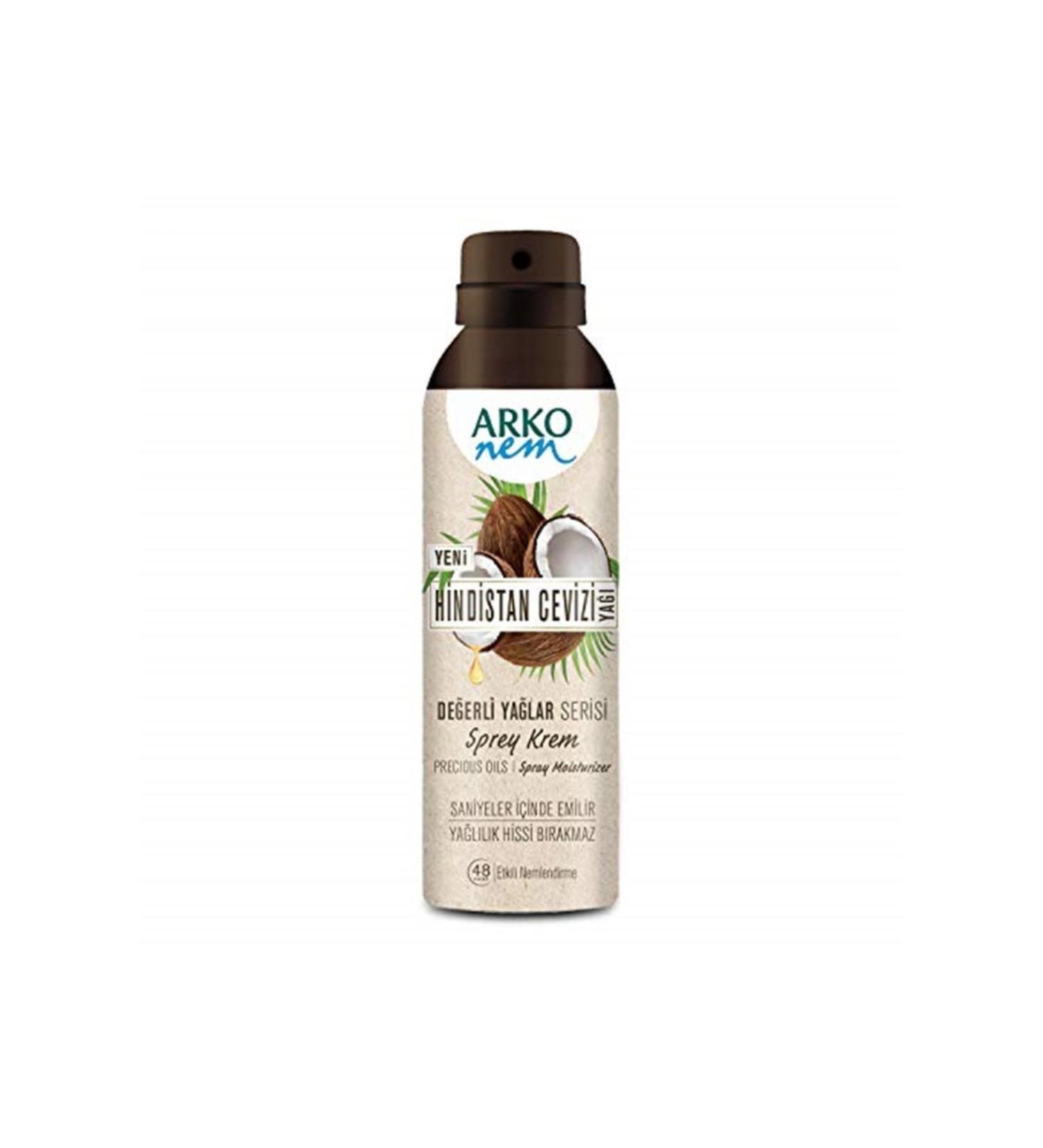 Arko Nem Brand: Precious Oils Coconut Spray Cream 150 Ml Category: Body Cream - Buy Online on GoSupps.com