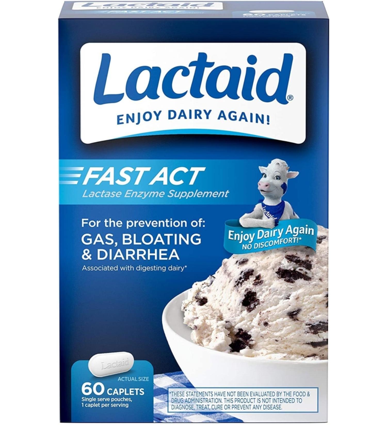 Lactaid Fast Act Lactose Lactase Enzyme 60 Tablets - Buy Online on GoSupps.com