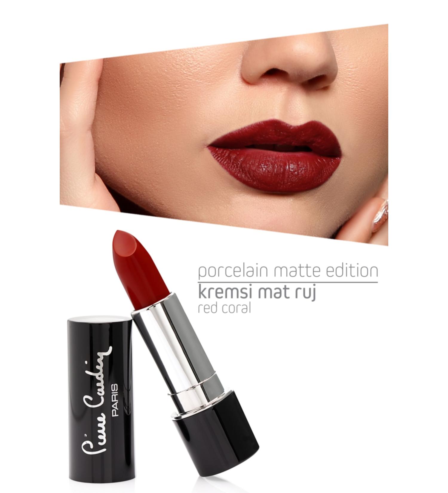 Pierre Cardin Porcelain Matte Edition Lipstick - Red Coral - 212 - Buy Online on GoSupps.com