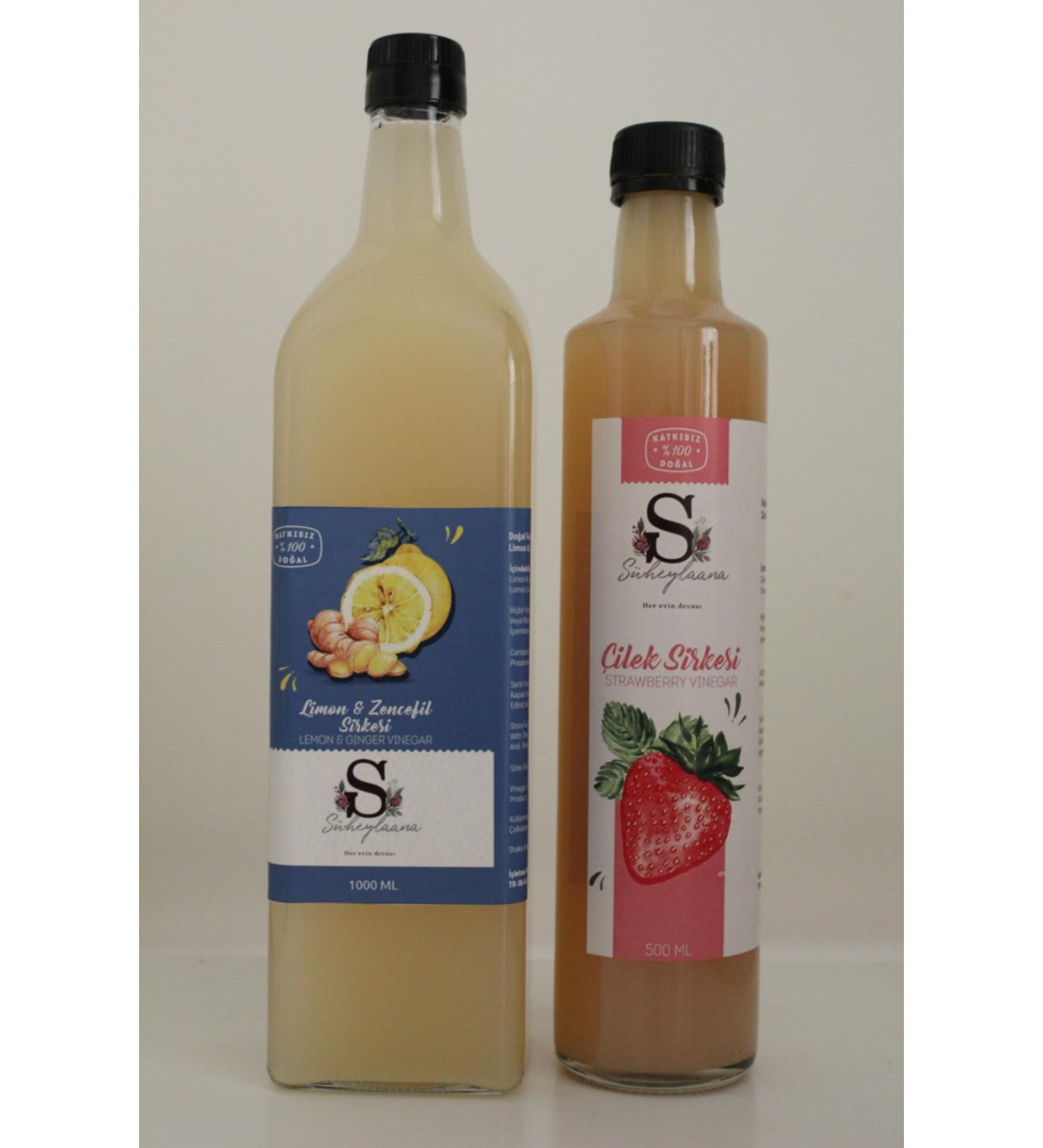 Suheylaana Natural Lemon & Ginger Vinegar 1000 Ml - Natural Strawberry Vinegar 500 Ml