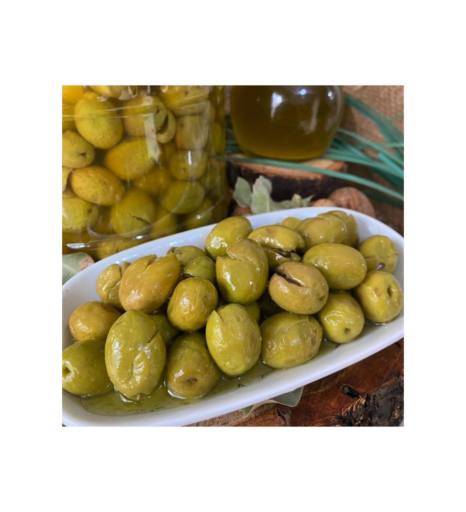 HATAY AH N FTL K Gemlik Variety Hatay Cracked Green Olives 1 Kg