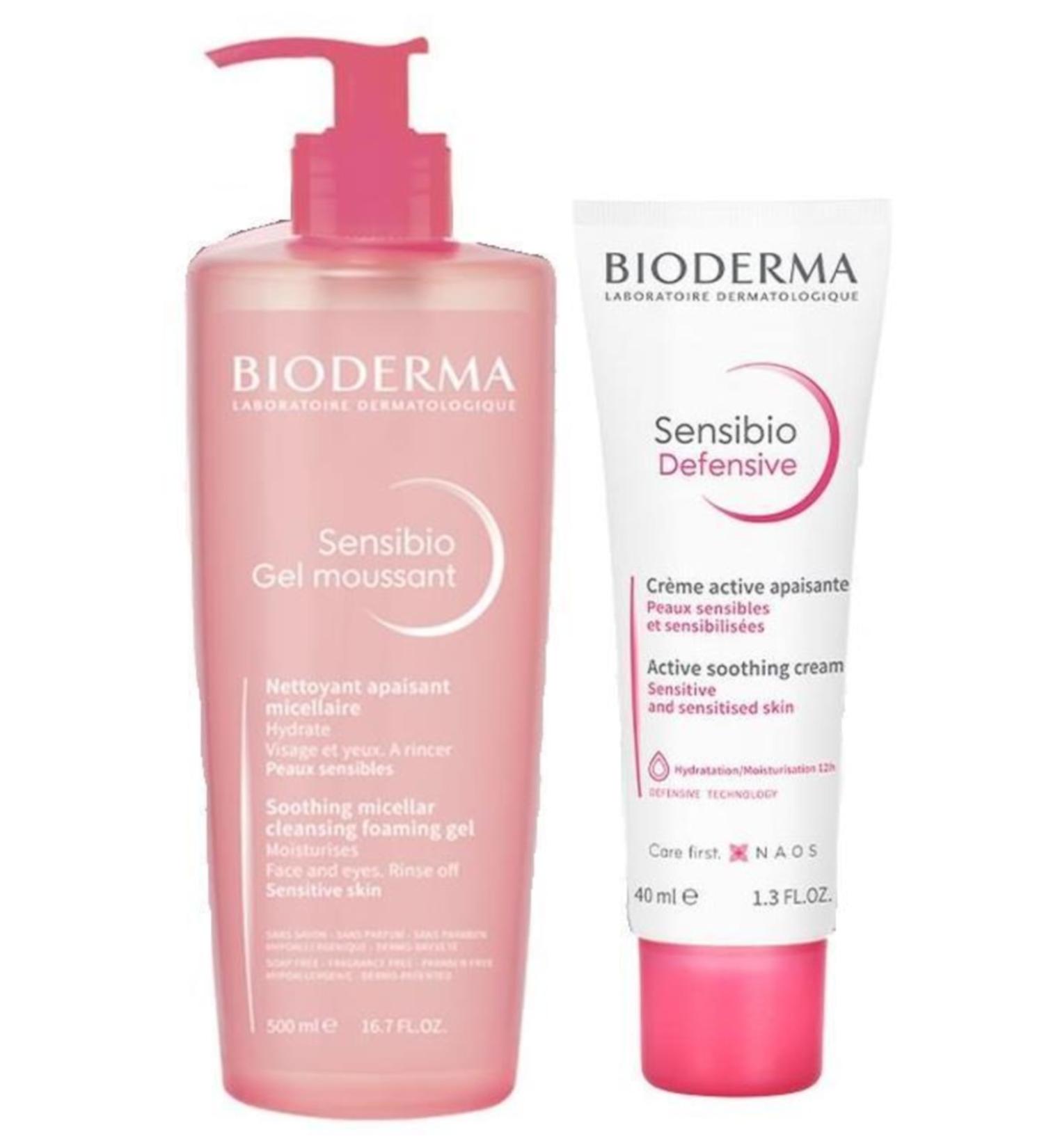 Bioderma Sensibio Gel Moussant Foaming Gel 500 Ml + Sensibio Defensive Cream 40 Ml
