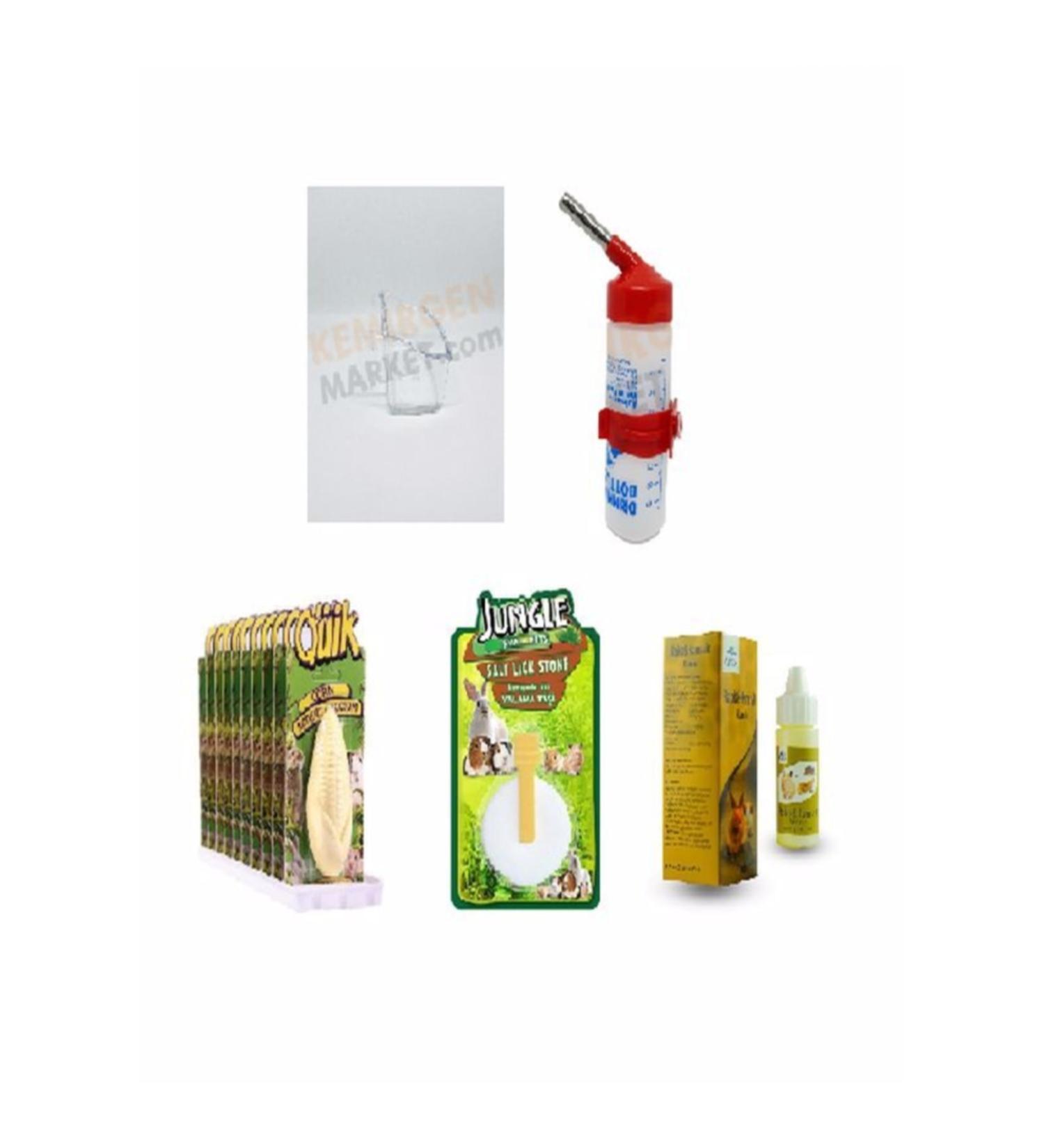 Quik Hamster Care Set (5 PIECES) Water bowl vitamin stone egg stone feeder