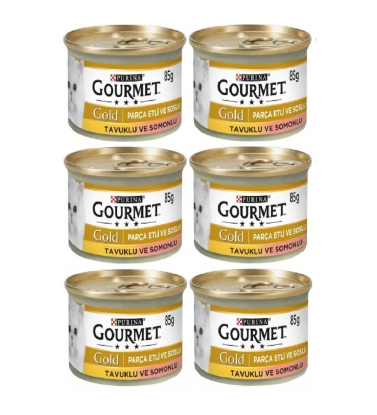 Gourmet Gold Salmon Chicken Cat Canned Food 85 Gr 6 Pieces
