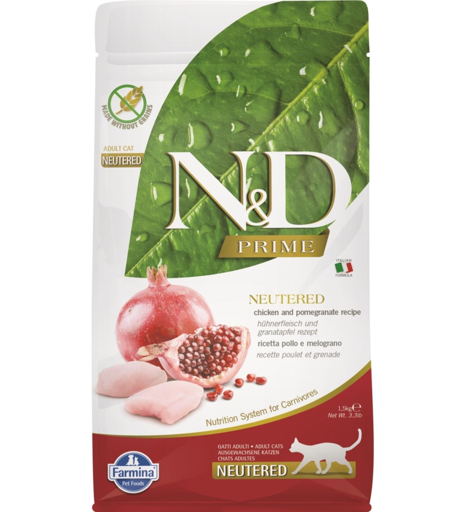 N & D Prime Chicken and Pomegranate Sterilized Cat Food 1.5 Kg