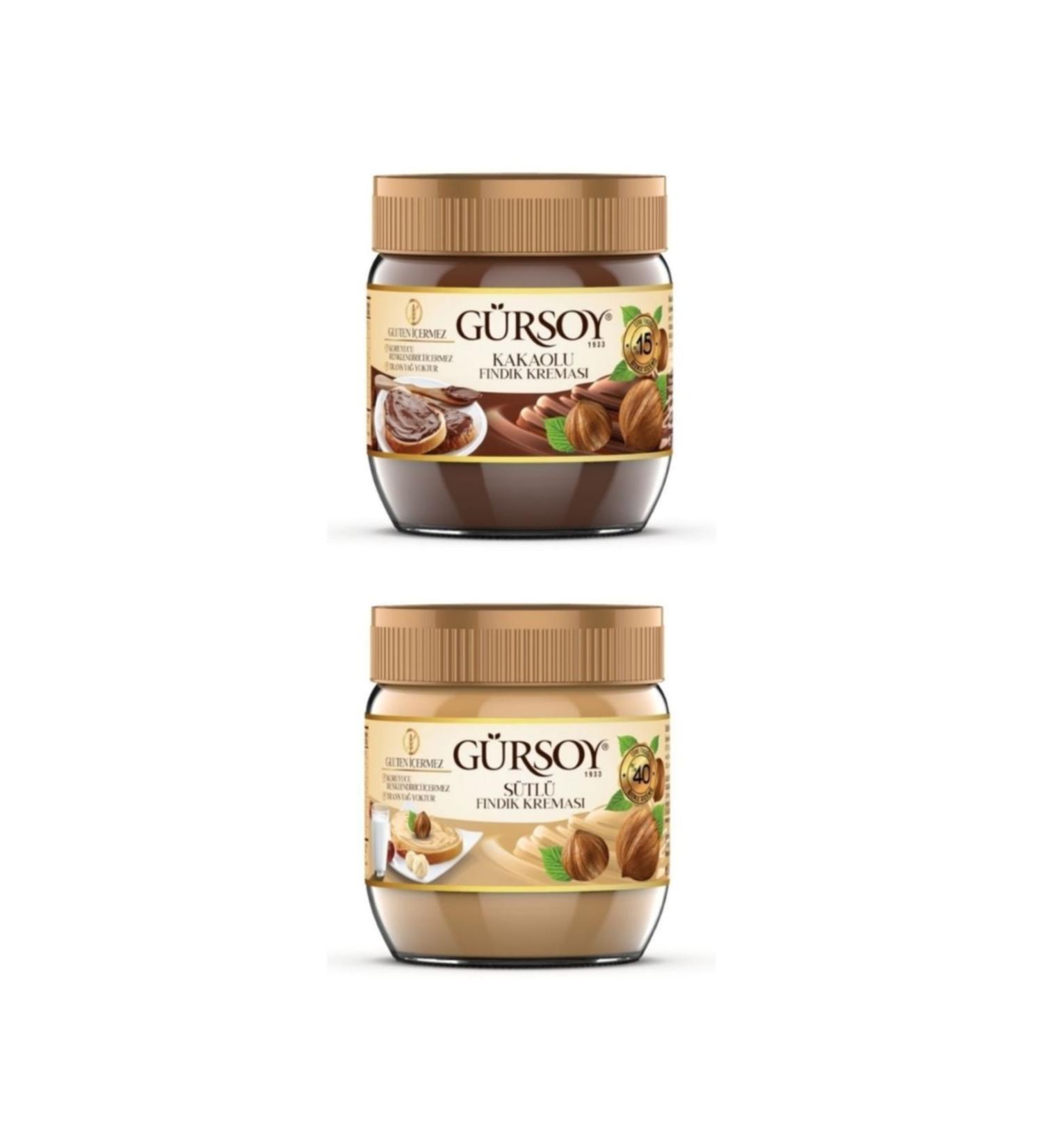 Gursoy Milk Hazelnut Cream 400 G & Cocoa Hazelnut Cream 400 G - Buy Online on GoSupps.com