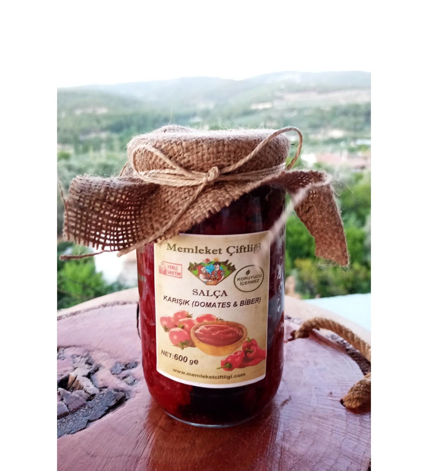 Memleket Farm Mixed Tomato-Pepper Paste 600 gr Dessert Glass Jar