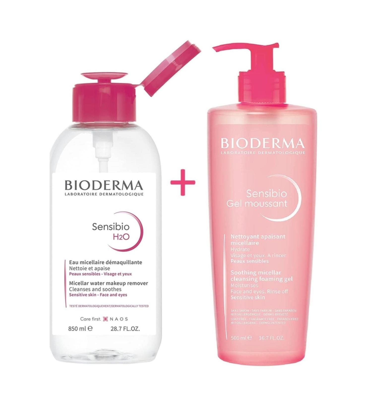 Bioderma Sensibio H2o 850 Ml+ Sensibio Gel Moussant Foaming Gel 500 Ml