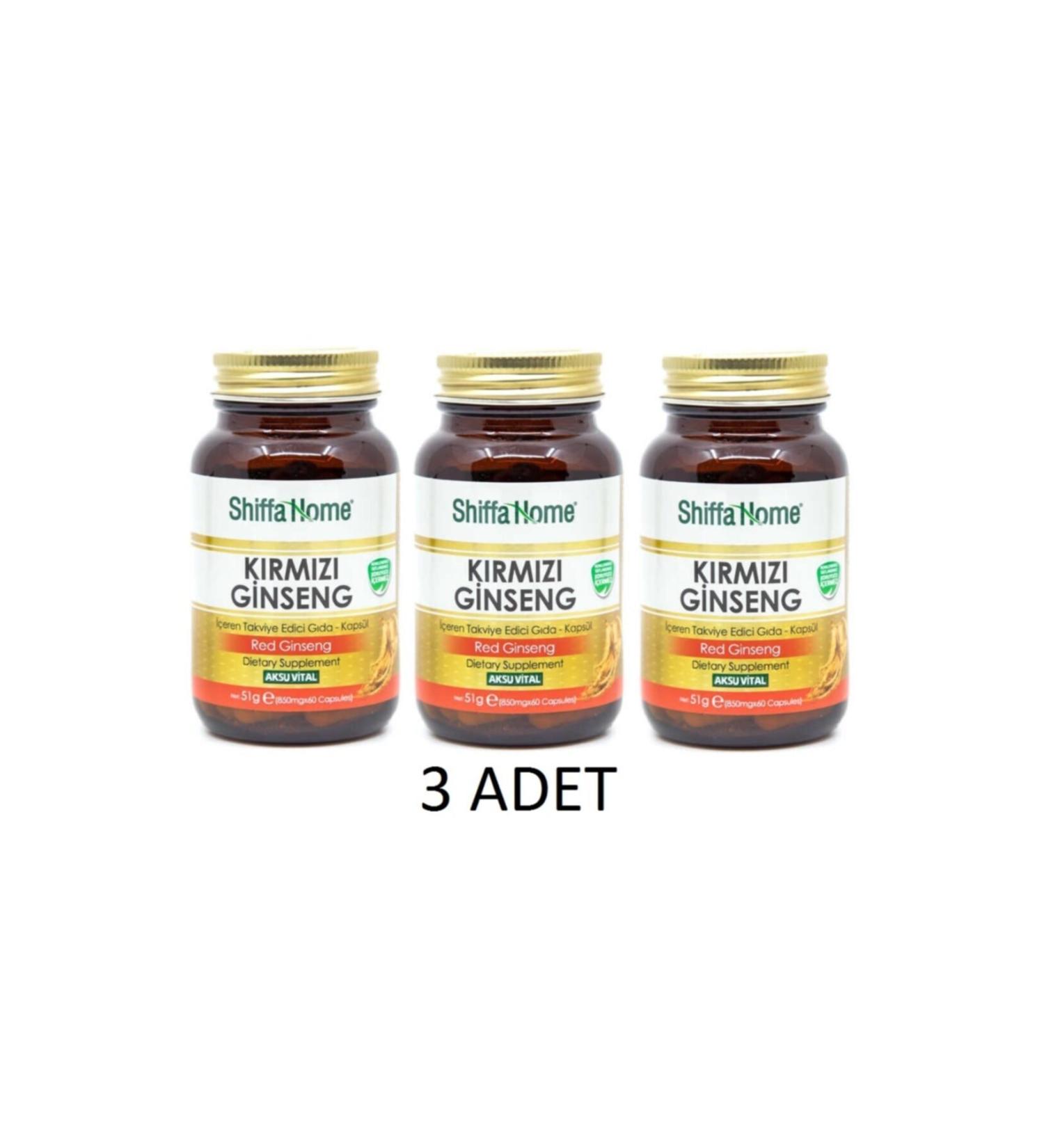 Shiffa Home 3 Pieces Aksu Vital Red Ginseng 60*3 180 Capsules