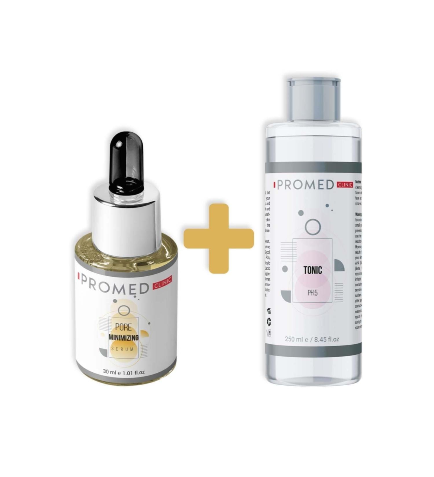 Promed Clinic Pore Minimizer & Blackhead Remover Serum 30 Ml + Dirt and Makeup Residue Cleanser