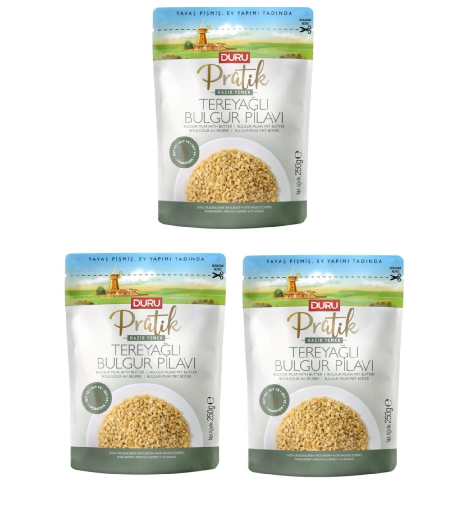 Duru Practical Buttered Bulgur Pilaf 250 Gr X 3 Pieces 3 Minute Ready Meal