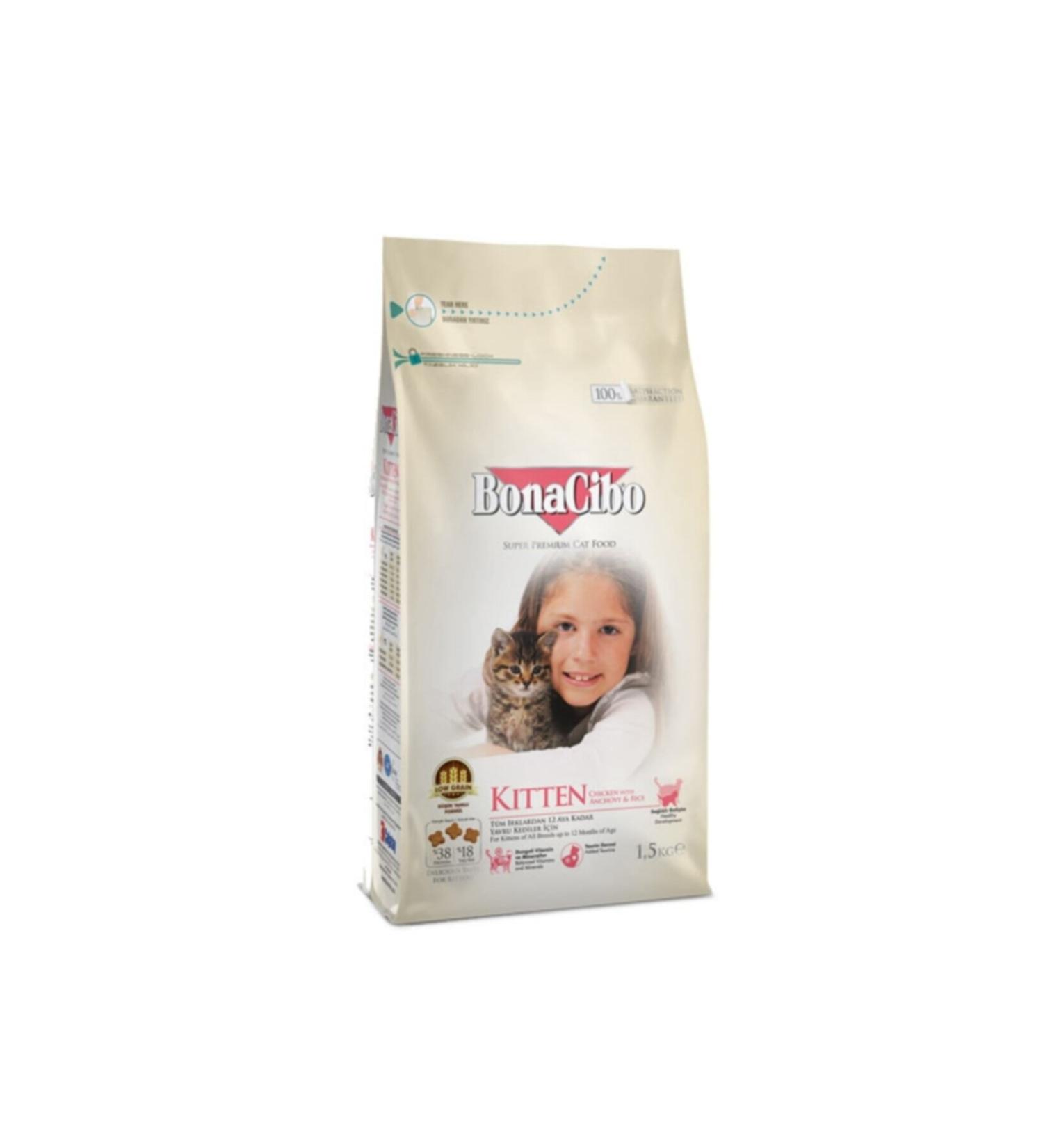 BonaCibo Kitten Chicken (with Anchovy and Rice) Kitten Food 1.5kg