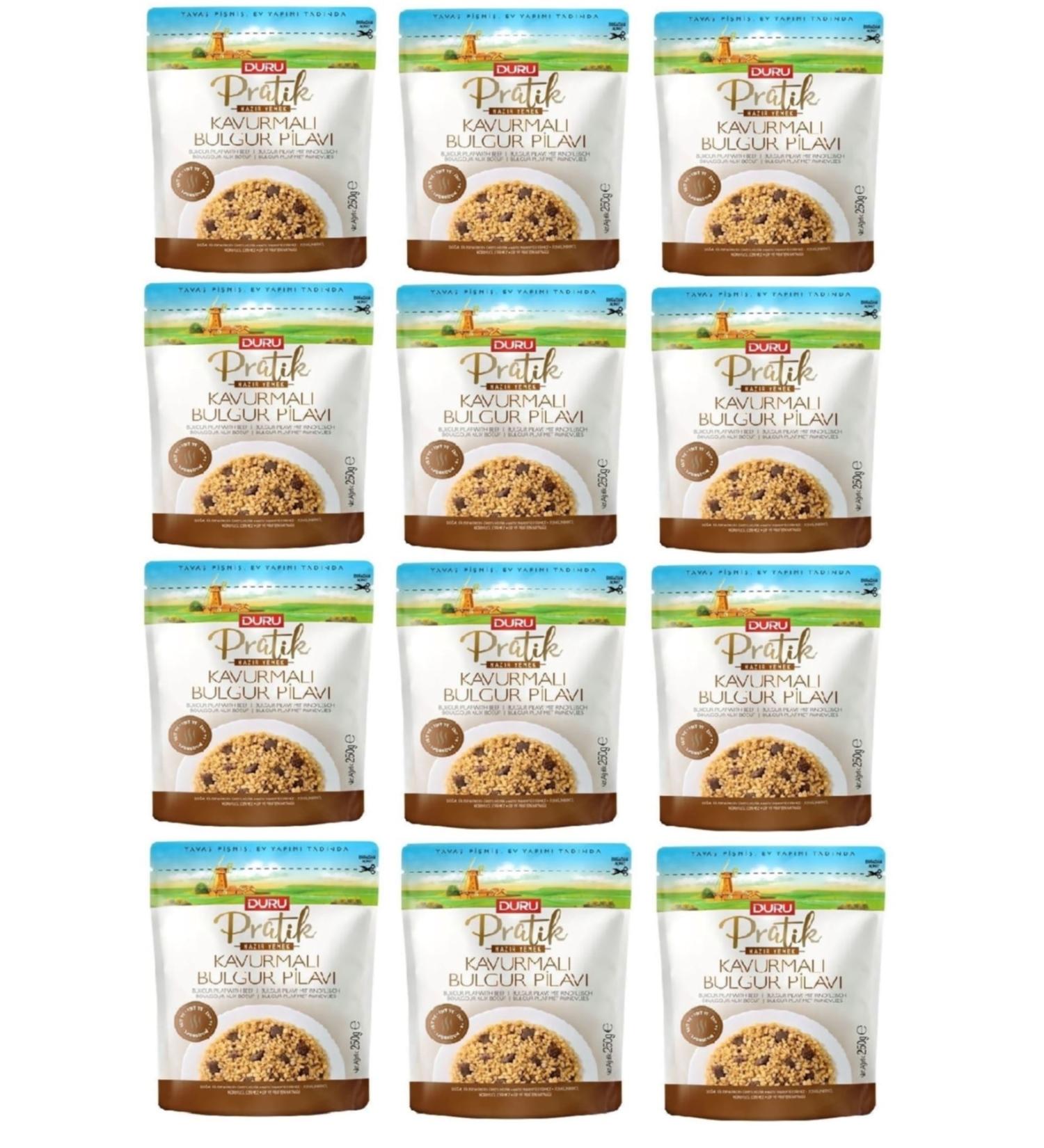 Duru Practical Bulgur Pilaf with Roasted Meat 250 Gr X 12 Pieces 3 Minute Ready Meal